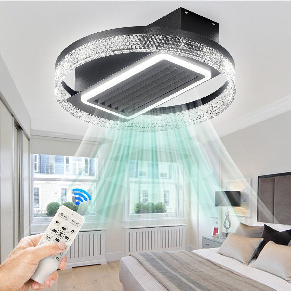 Bladeless Ceiling Fan with Lights Remote Control