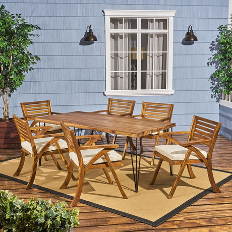 Christopher Knight Home Blaine Outdoor 6-Seater Acacia Wood Dining Set