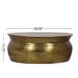 Blairmont Modern Handcrafted Aluminum Drum Coffee Table by Christopher Knight Home - 29.50" L x 29.50" W x 11.75" H