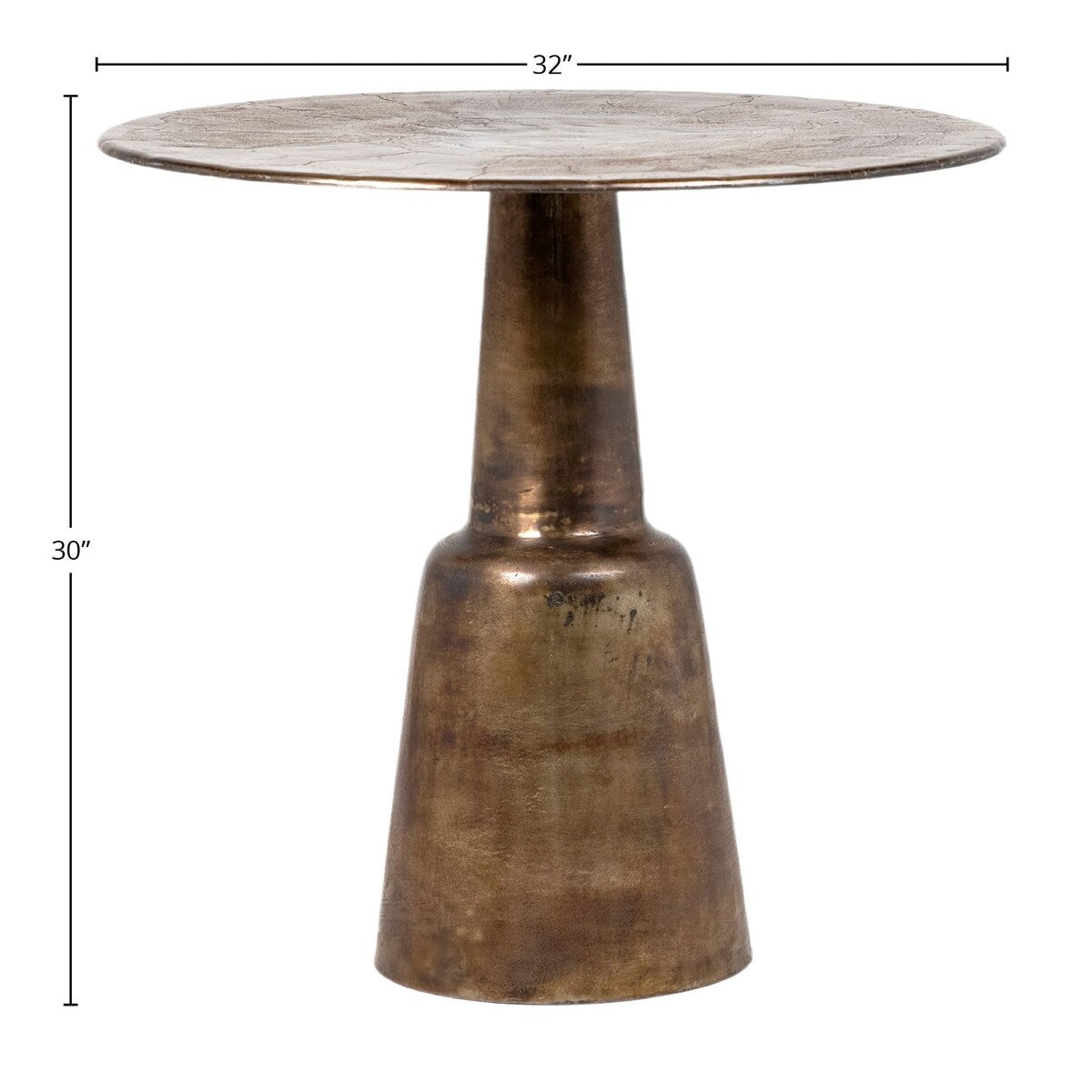Blake 32-inch Round Aluminum Antique Brass Finished Pedestal Base BistroTable