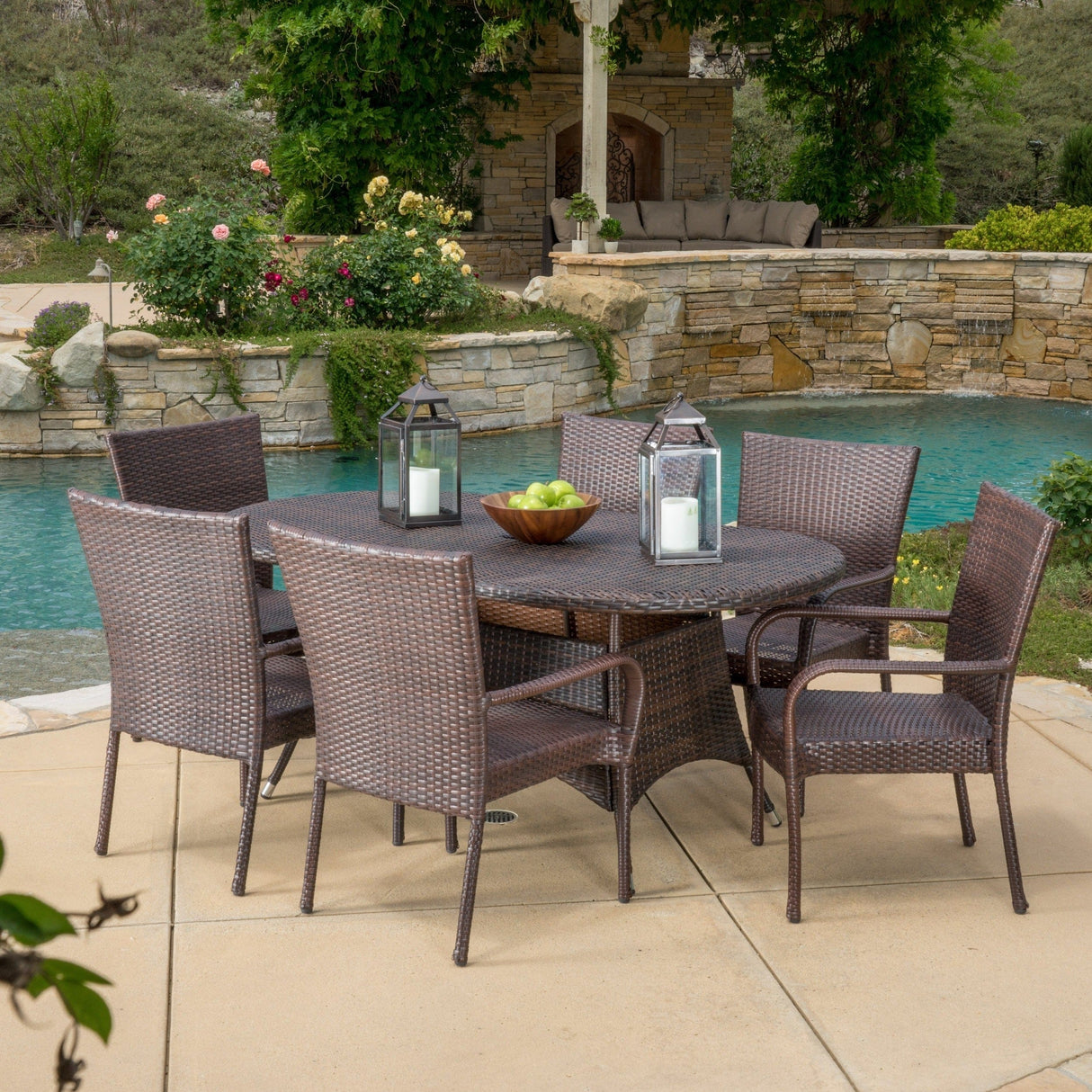 Blakely Outdoor 7-piece Wicker Dining Set by Christopher Knight Home