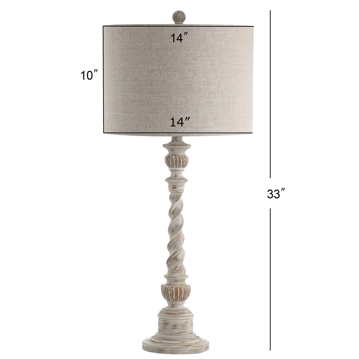 Blanche 33" Rustic Resin LED Table Lamp, White Wash by JONATHAN Y
