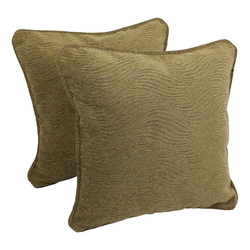 Blazing Needles 18-inch Champagne Chenille Square Throw Pillows (Set of 2)