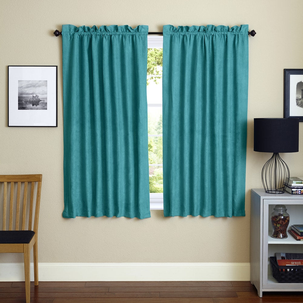 Blazing Needles 63-inch Microsuede Blackout Curtain Panel Pair - 52 x 63