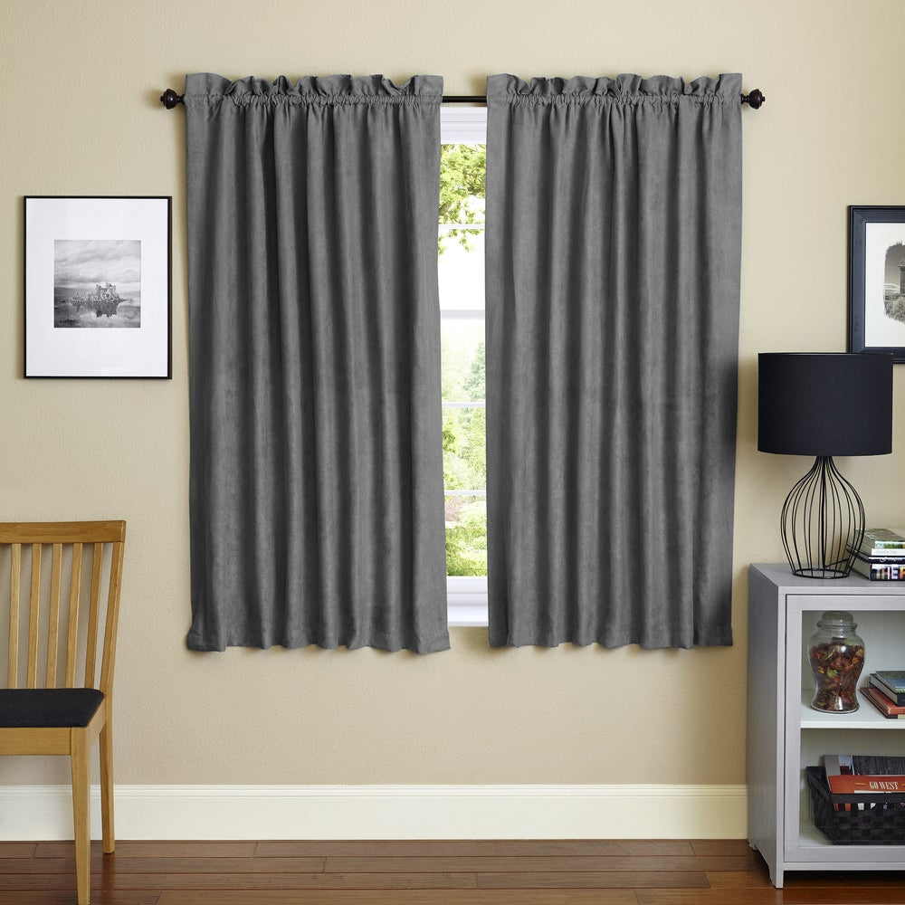 Blazing Needles 63-inch Microsuede Blackout Curtain Panel Pair - 52 x 63