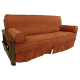 Microsuede Full-Size 8-10 Inch Thick Futon Slip Cover Set with Two Bolster Pillows - Full