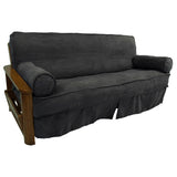 Microsuede Full-Size 8-10 Inch Thick Futon Slip Cover Set with Two Bolster Pillows - Full