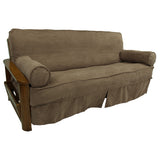 Microsuede Full-Size 8-10 Inch Thick Futon Slip Cover Set with Two Bolster Pillows - Full
