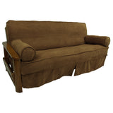 Microsuede Full-Size 8-10 Inch Thick Futon Slip Cover Set with Two Bolster Pillows - Full