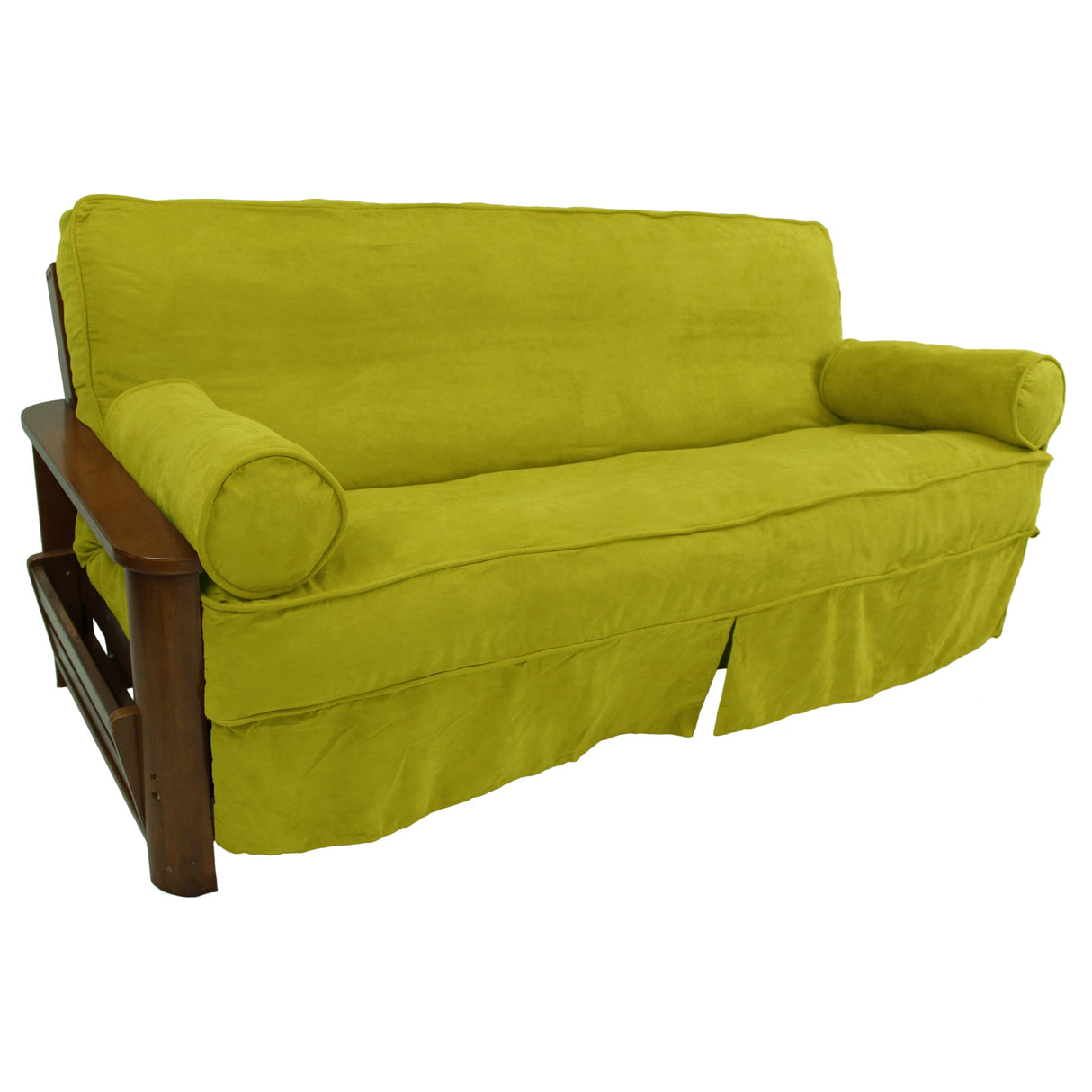 Microsuede Full-Size 8-10 Inch Thick Futon Slip Cover Set with Two Bolster Pillows - Full