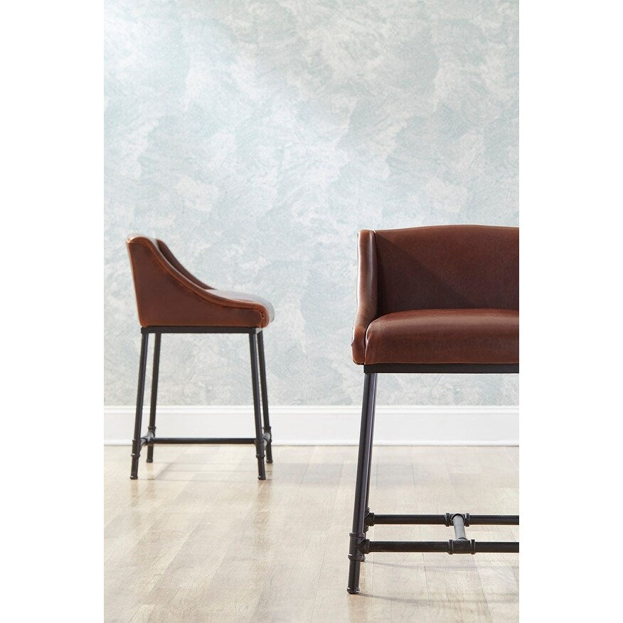 Bleecker Iron Pipe & Leather Industrial Bar Stool