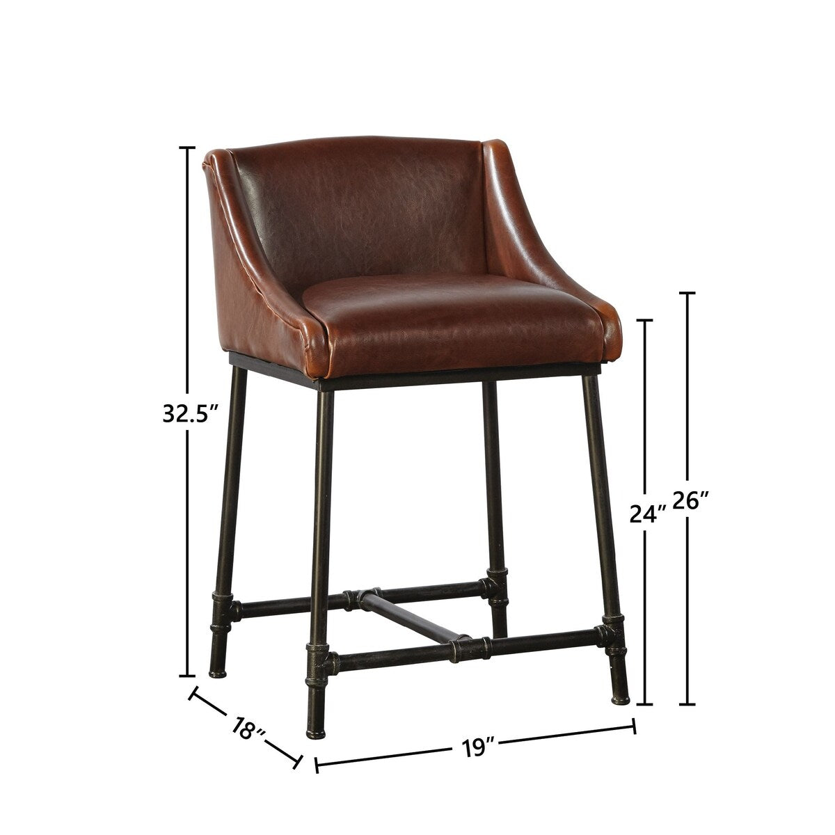 Bleecker Iron Pipe & Leather Industrial Bar Stool