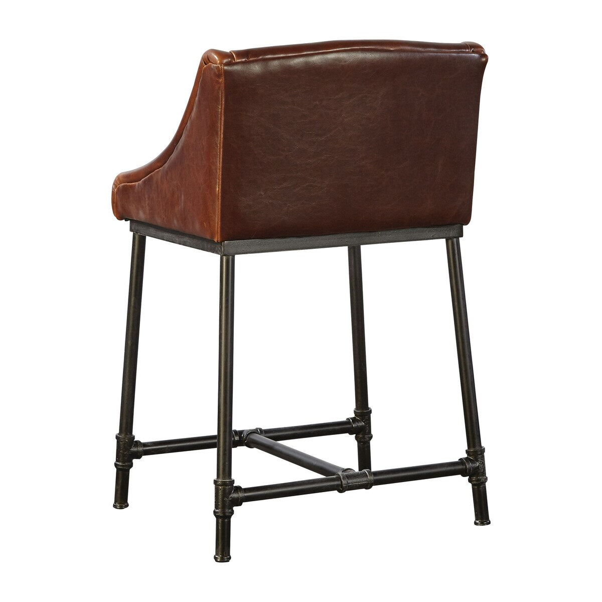 Bleecker Iron Pipe & Leather Industrial Bar Stool