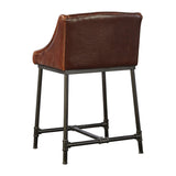 Bleecker Iron Pipe & Leather Industrial Bar Stool