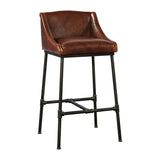 Bleecker Iron Pipe & Leather Industrial Bar Stool