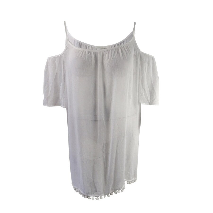 Bleu by Rod Beattie Women's Off-The-Shoulder Fringed Cover-Up