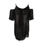 Bleu by Rod Beattie Women's Off-The-Shoulder Fringed Cover-Up
