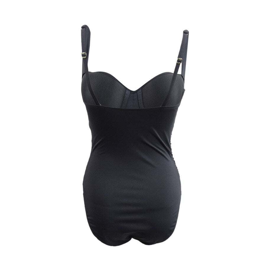 Bleu by Rod Beattie Women's Shirred Bandeau One-Piece Swimsuit (6, Black)
