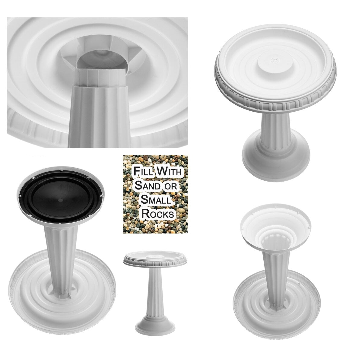 Bloem Grecian All Season Pedestal Bird Bath 24" x 19" Casper White - 24 in x 19 in.