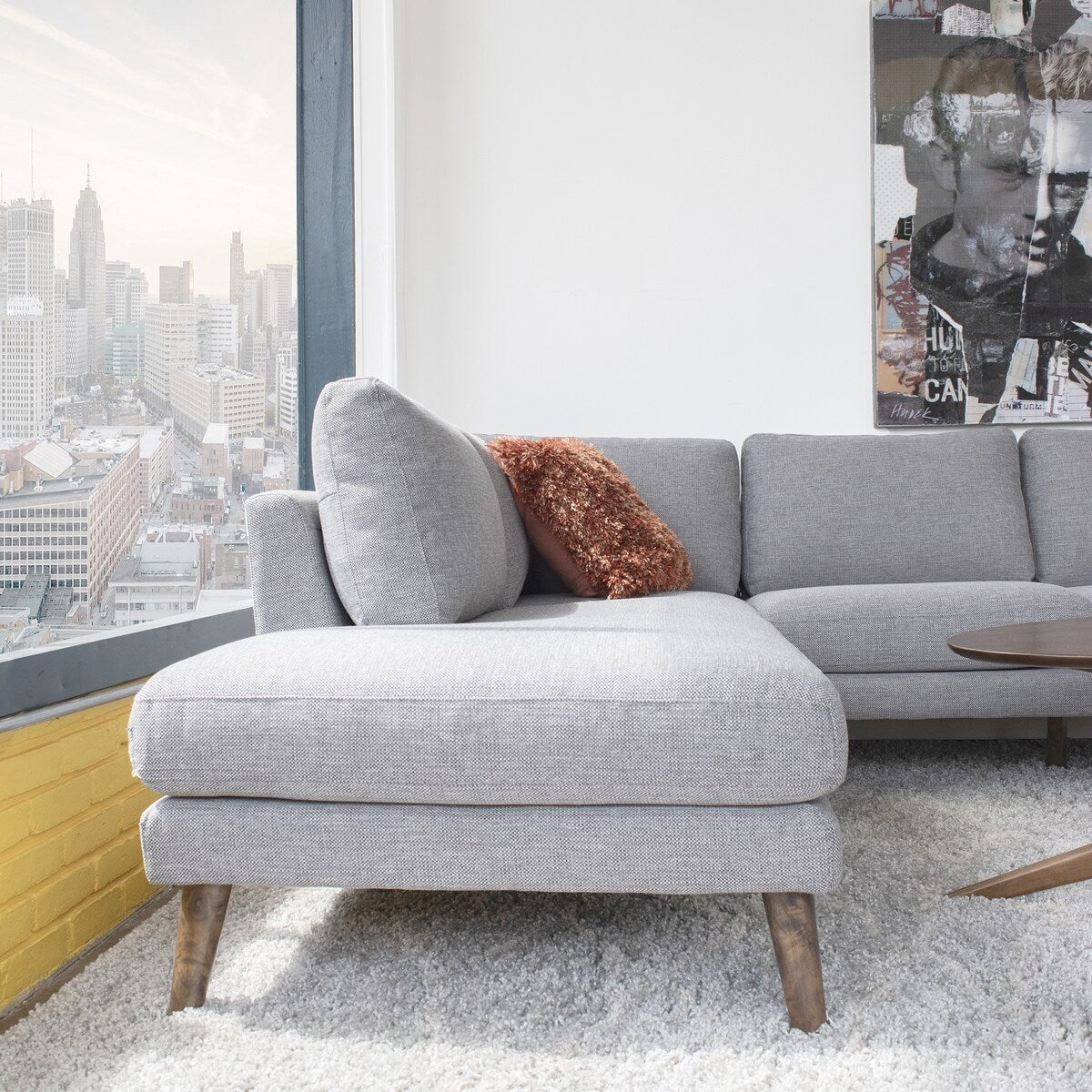 Bloom Modern Living Room Polyester Blend Corner Sectional Sofa - 33" x 97.5" x 85"