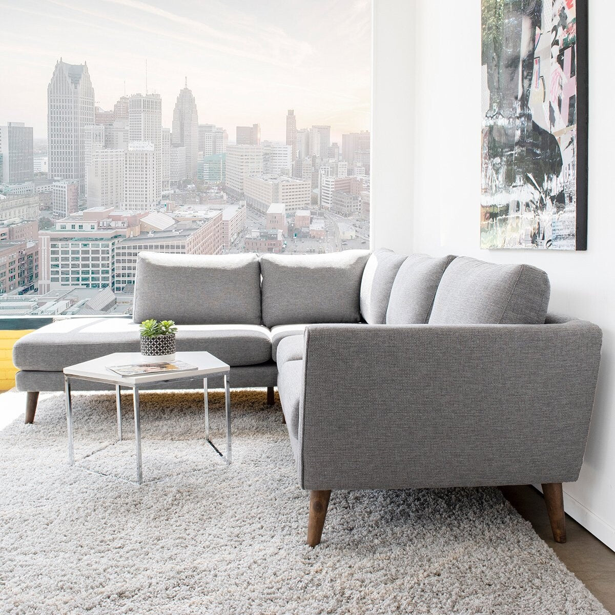 Bloom Modern Living Room Polyester Blend Corner Sectional Sofa - 33" x 97.5" x 85"