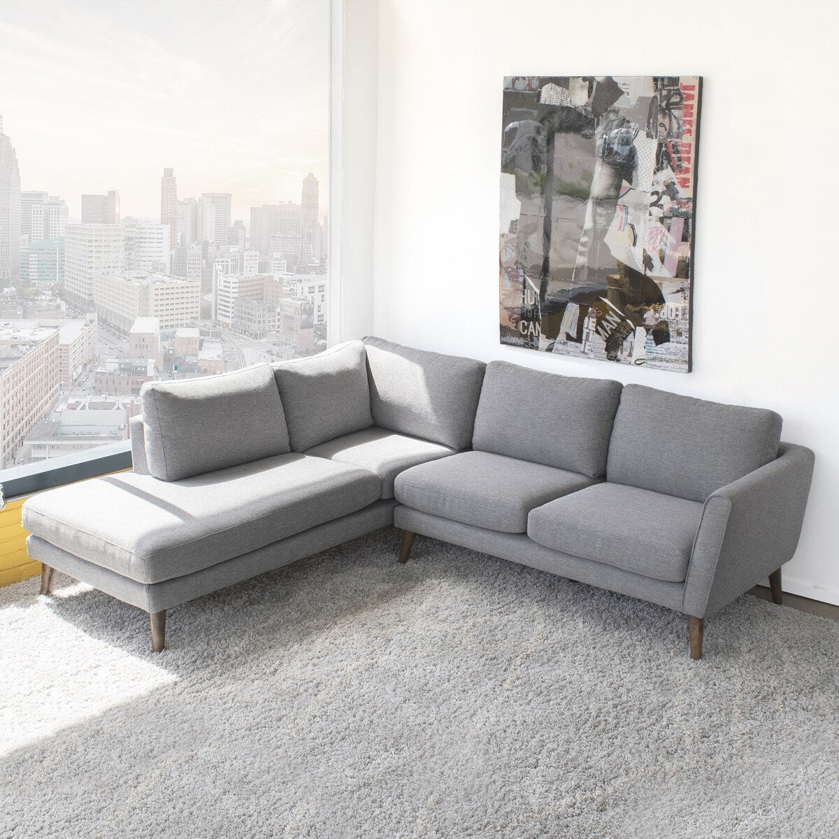 Bloom Modern Living Room Polyester Blend Corner Sectional Sofa - 33" x 97.5" x 85"
