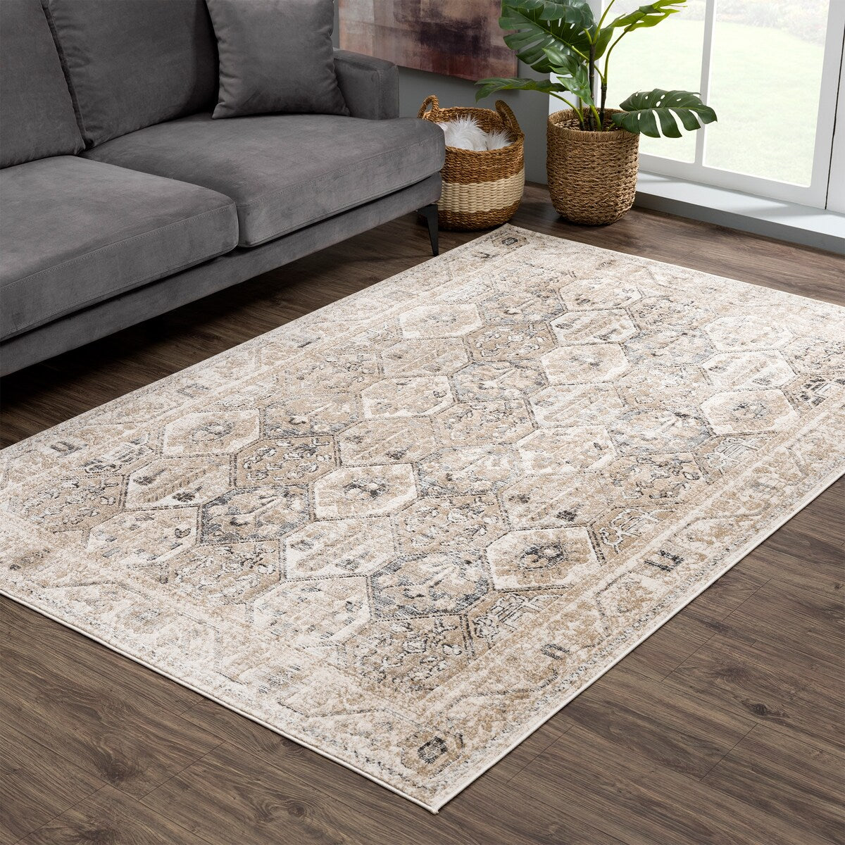 Bloom Rugs Troya Collection Bordered Geometric Traditional Vintage Boho Area Rug