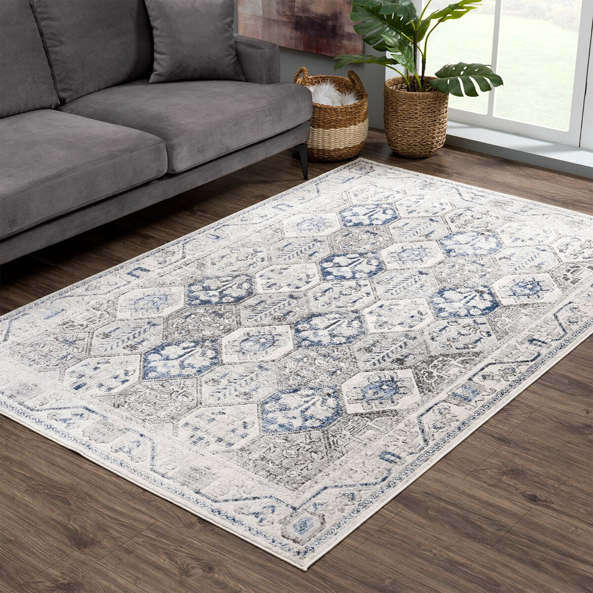 Bloom Rugs Troya Collection Bordered Geometric Traditional Vintage Boho Area Rug