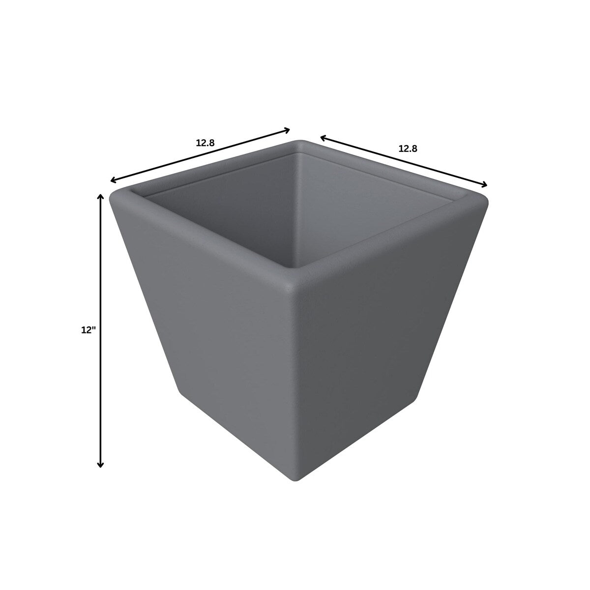 Blossom Fiberstone Tapered Square Planter, Modern Weather-Resistant Indoor/Outdoor Pot with Drainage by LeisureMod