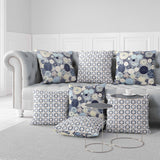 Blue And Cream Crystal Drift Indoor/Outdoor Throw Pillow Zipper