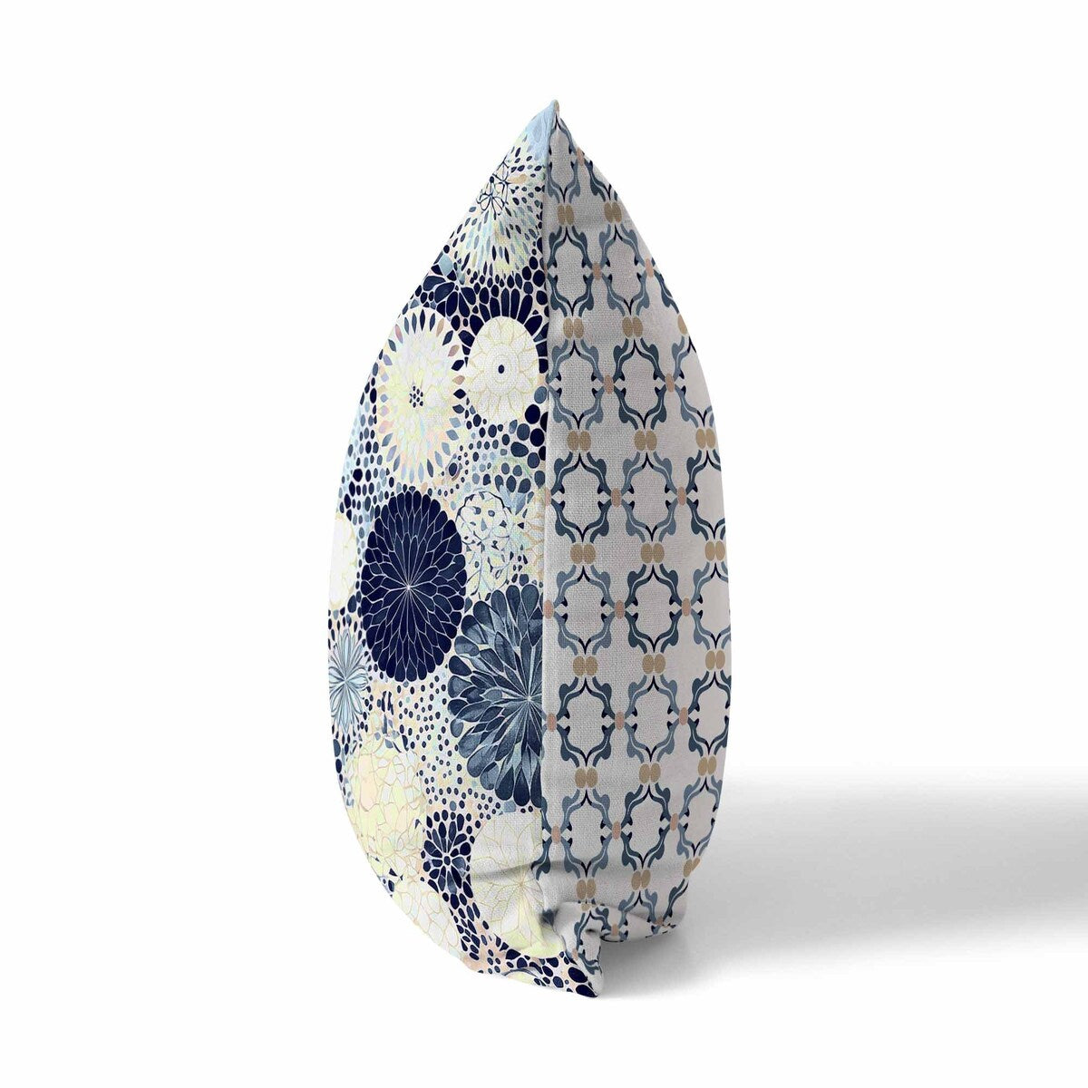Blue And Cream Crystal Drift Indoor/Outdoor Throw Pillow Zipper