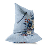 Blue And Cream Dragonfly Haven Indoor/Outdoor Throw Pillow