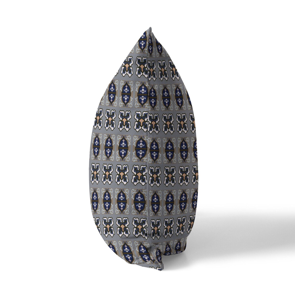 Blue And Gray Darbari Dynasty Indoor/Outdoor Throw Pillow Zipper