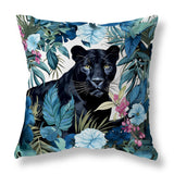 Blue And Pink Panther Tropic Twilight Faux Suede Throw Pillow