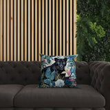 Blue And Pink Panther Tropic Twilight Faux Suede Throw Pillow
