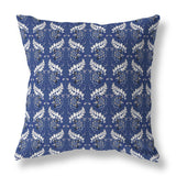 Blue And White Botanical Bouquet Faux Suede Throw Pillow Zipper