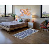 Blue And White Quilted Sun Dornier Rug 63x35