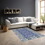 Blue And White Quilted Sun Dornier Rug 63x35
