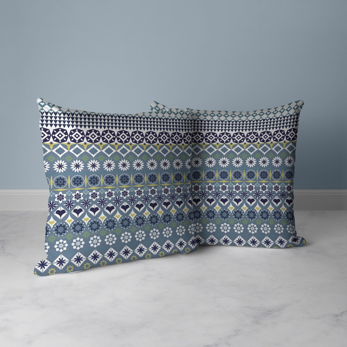 Blue And Yellow Shape Synergy Indoor/Outdoor Throw Pillow Zipper