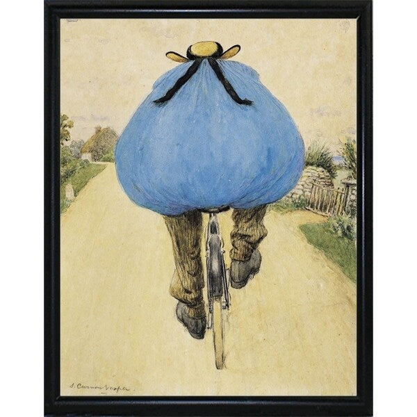 Blue Bicycle Rider-VINAPP122750 Framed Print 15"x11.75" by Vintage Apple Collection