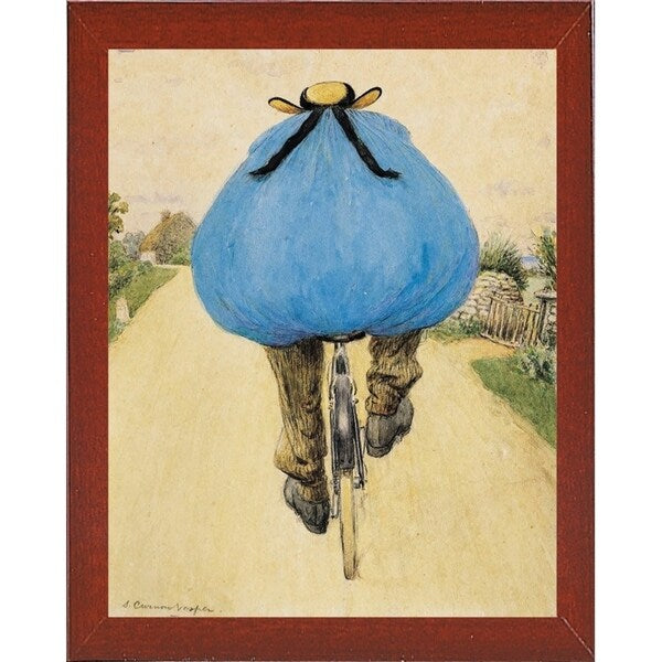 Blue Bicycle Rider-VINAPP122750 Framed Print 15"x11.75" by Vintage Apple Collection