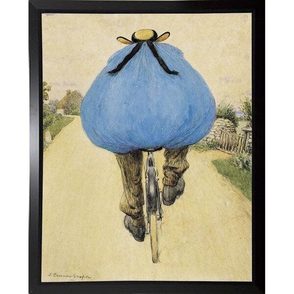 Blue Bicycle Rider-VINAPP122750 Framed Print 15"x11.75" by Vintage Apple Collection
