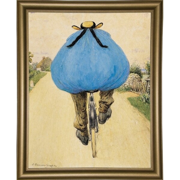 Blue Bicycle Rider-VINAPP122750 Framed Print 15"x11.75" by Vintage Apple Collection