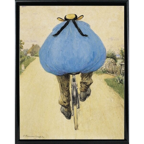 Blue Bicycle Rider-VINAPP122750 Framed Print 15"x11.75" by Vintage Apple Collection