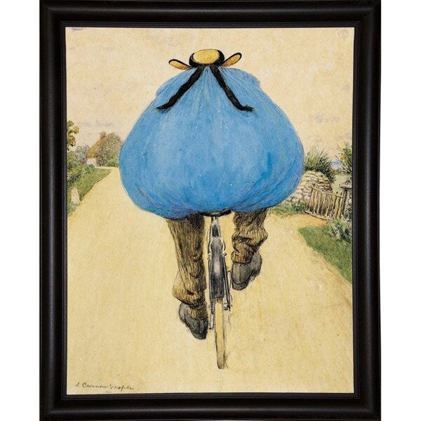 Blue Bicycle Rider-VINAPP122750 Framed Print 15"x11.75" by Vintage Apple Collection
