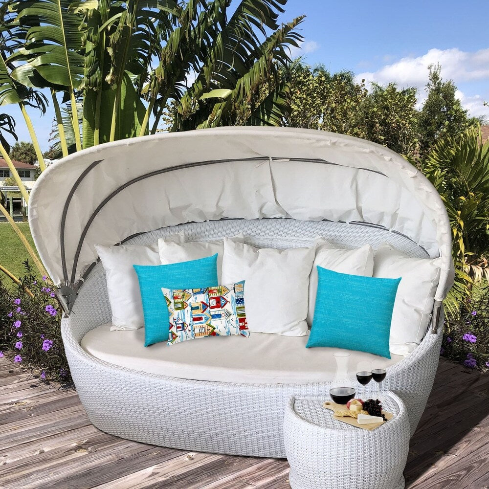 Joita Home Blue Cabana Heaven Indoor/Outdoor, Zippered Pillow Cover with Insert, Set of 3 Pillow