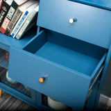 Blue Cabinet with Glass Doors Sideboard