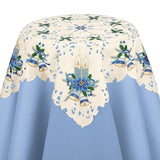 Blue Candles Christmas Table Linens
