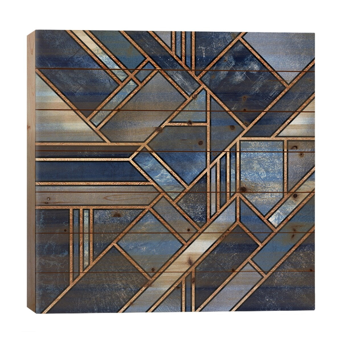 Blue City Print On Wood by Elisabeth Fredriksson - Multi-Color