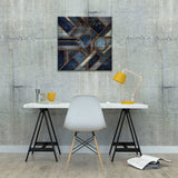 Blue City Print On Wood by Elisabeth Fredriksson - Multi-Color